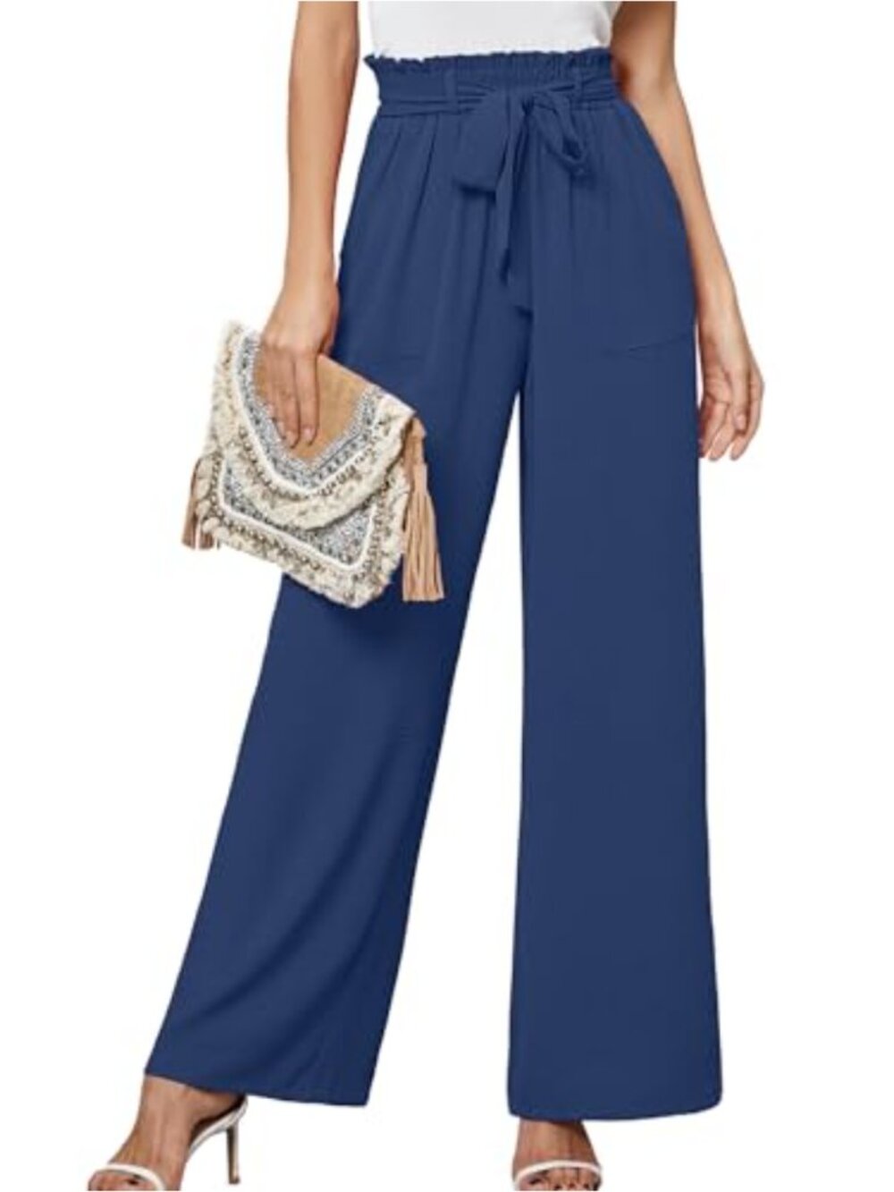 High Waisted Wide Leg Palazzo Pants for Women with Pockets